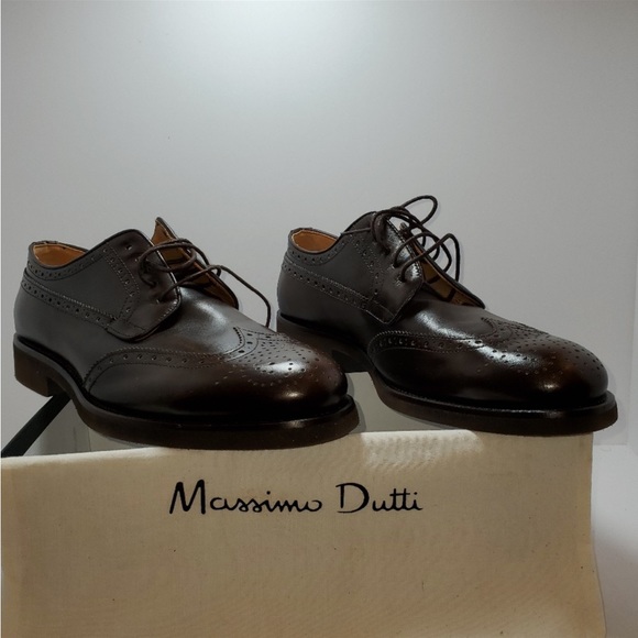 Massimo Dutti NIB Brown Brogue Leather Shoes size Eur 43/ US 10 - Picture 6 of 10